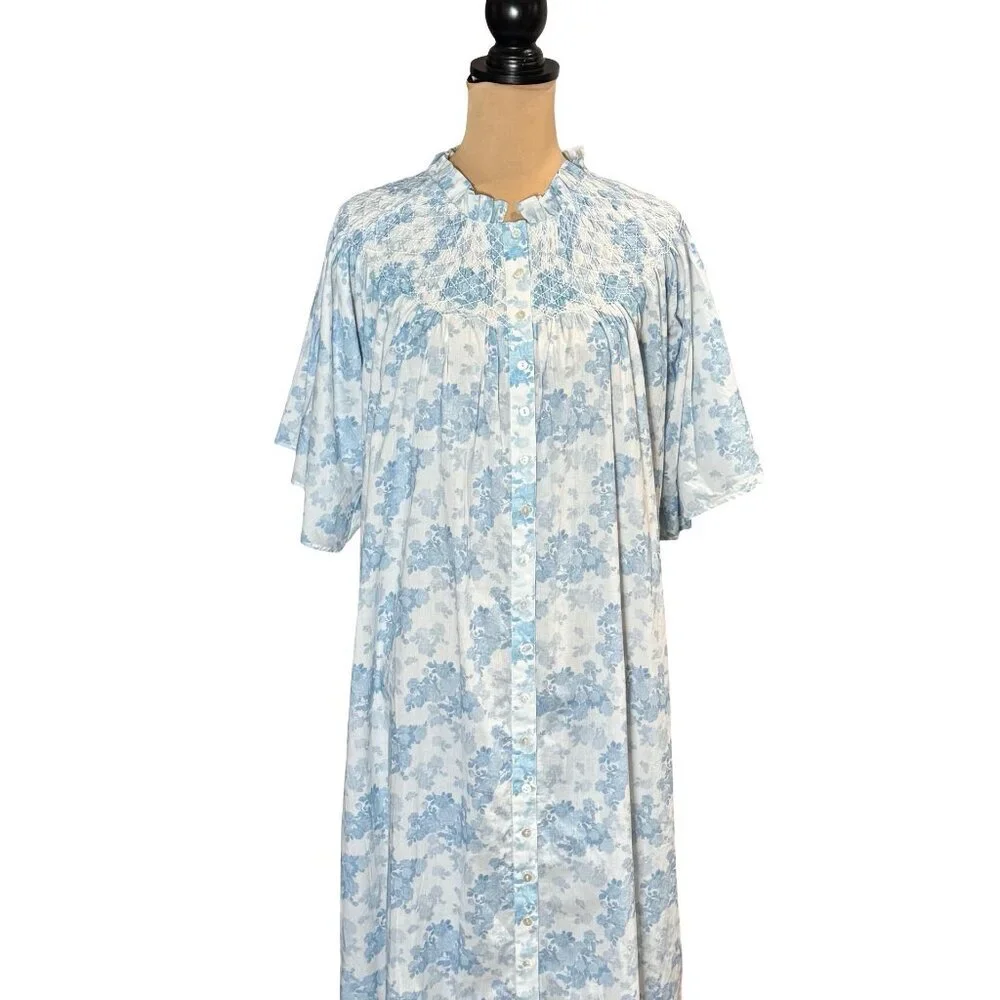 NWT LILLOU Floral Maxi Dress Sz S  Full Button Cottage Regency French Toile